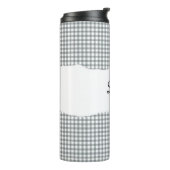 Personalisierter Name Grau Gingham-Muster Thermosbecher (Nach links gedreht)