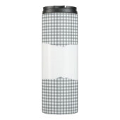 Personalisierter Name Grau Gingham-Muster Thermosbecher (Rückseite)