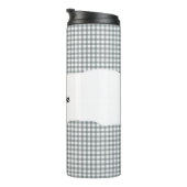 Personalisierter Name Grau Gingham-Muster Thermosbecher (Nach rechts gedreht)