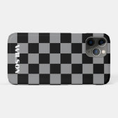 Personalisierter Name grau & schwarz kariert  Case-Mate iPhone Hülle (Rückseite (Horizontal))