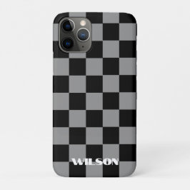 Personalisierter Name grau & schwarz kariert  Case-Mate iPhone Hülle