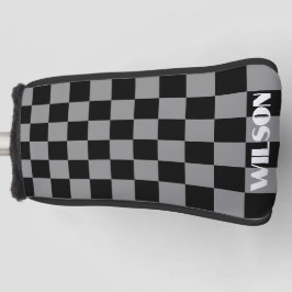 Personalisierter Name grau & schwarz kariert  Golf Headcover