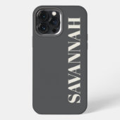 Personalisierter Name Grau und Cream iPhone Hülle (Rückseite)