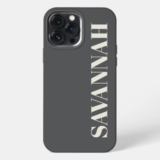 Personalisierter Name Grau und Cream iPhone Hülle (Rückseite)