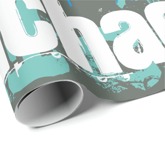 Personalisierter Name Graue blaue grüne U-Bahn Art Geschenkpapier (Rolleneckpunkt)