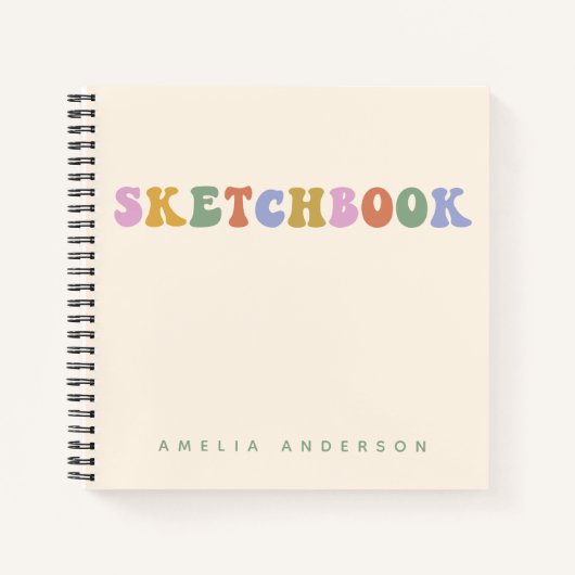 Personalisierter Name: Groovy Sketchbook Notizblock (Vorderseite)