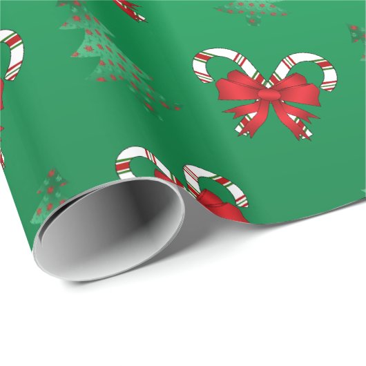 Personalisierter Name Grüdillo, grüne Bonbons Geschenkpapier (Rolleneckpunkt)