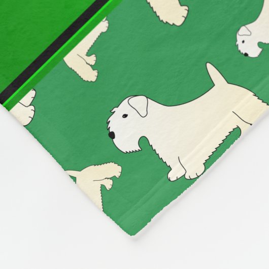Personalisierter Name Grün Sealyham Terrier Hunde Fleecedecke (Ecke)