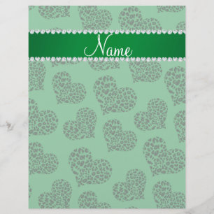 Personalisierter Name grüne Leopardenherzen Flyer