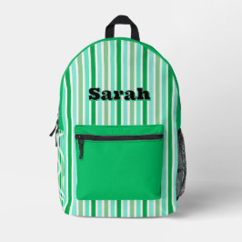 Personalisierter Name GRÜNE LINIENSTREIFEN Bedruckter Rucksack