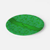 Personalisierter Name Grüne Pickeln Pappteller (Schrägansicht)