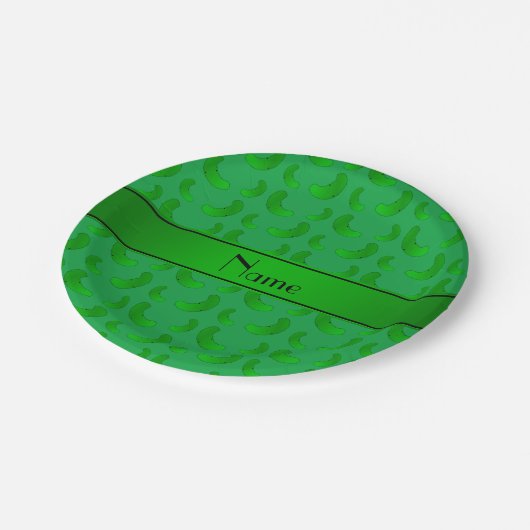 Personalisierter Name Grüne Pickeln Pappteller (Schrägansicht)