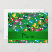 Personalisierter Name: Grüne Regenbogenwale Postkarte (Vorne/Hinten)