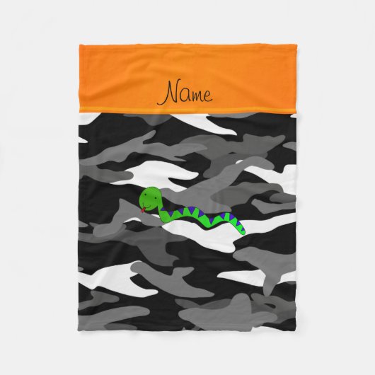 Personalisierter Name grüne Schlange schwarze Tarn Fleecedecke (Vorderseite)