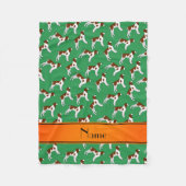 Personalisierter Name Grüne Spaniel-Hunde Fleecedecke (Vorderseite)