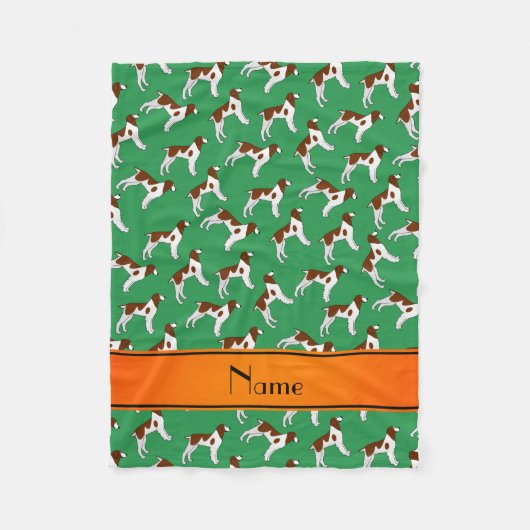 Personalisierter Name Grüne Spaniel-Hunde Fleecedecke (Vorderseite)