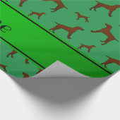 Personalisierter Name: Grüne Vizsla-Hunde Geschenkpapier (Ecke)