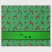 Personalisierter Name: Grüne Vizsla-Hunde Geschenkpapier (Flach)