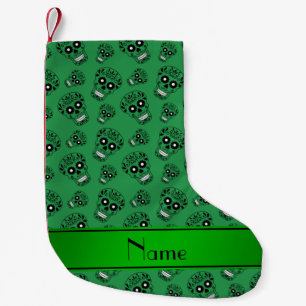 Personalisierter Name grüne Zuckerschädel Kleiner Weihnachtsstrumpf