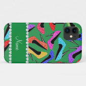 Personalisierter Name grüner Regenbogenleopard Hig Case-Mate iPhone Hülle (Rückseite (Horizontal))
