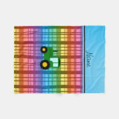 Personalisierter Name grüner Traktor Regenbogen ka Fleecedecke (Vorderseite (Horizontal))