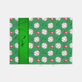 Personalisierter Name Grünes Baseball Geburtstag Fleecedecke (Vorderseite (Horizontal))