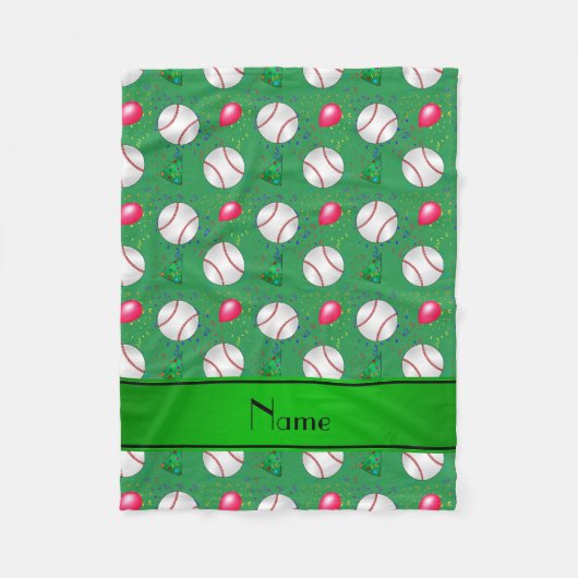 Personalisierter Name Grünes Baseball Geburtstag Fleecedecke (Vorderseite)