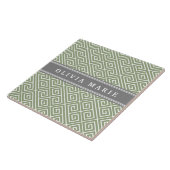 Personalisierter Name Grünes griechisches Schlüsse Fliese (Seite)