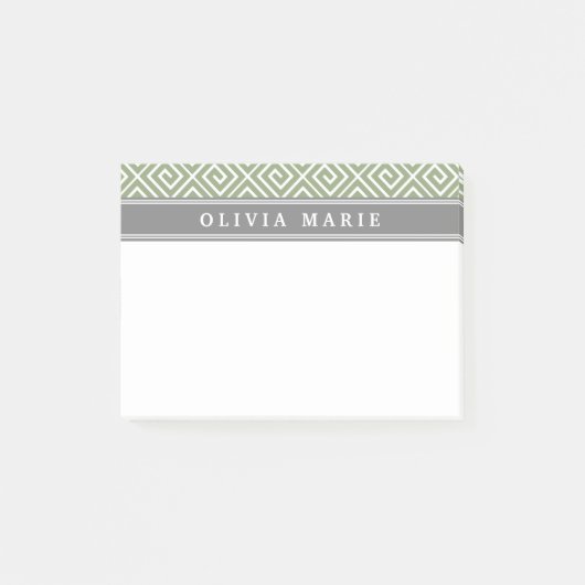 Personalisierter Name Grünes griechisches Schlüsse Post-it Klebezettel (Vorderseite)