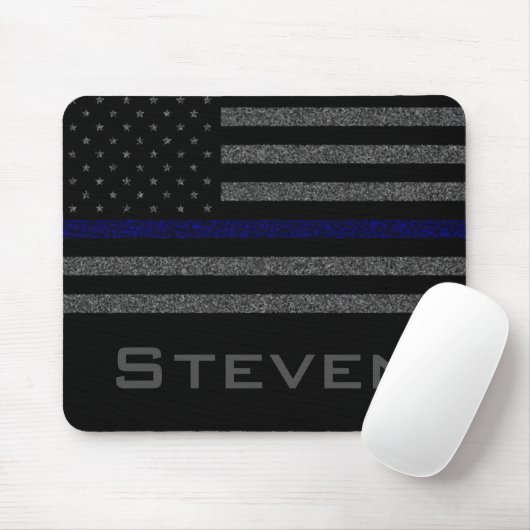 Personalisierter Name Grunge Thin Blue Line-Flag Mousepad (Mit Mouse)