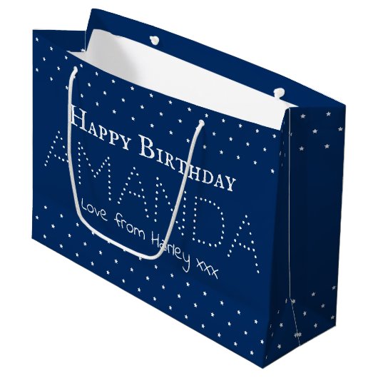 Personalisierter Name Happy Birthday Customizable Große Geschenktüte (Vorderseite Schrägansicht)