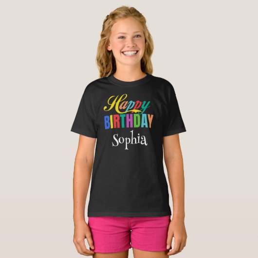 Personalisierter Name Happy Birthday Geschenk Cust T-Shirt (Vorne ganz)