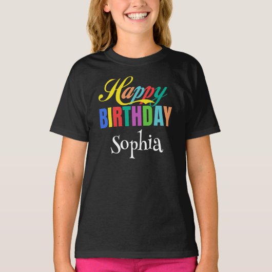 Personalisierter Name Happy Birthday Geschenk Cust T-Shirt (Vorderseite)