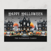 Personalisierter Name Happy Halloween Feiertagspostkarte (Vorderseite)