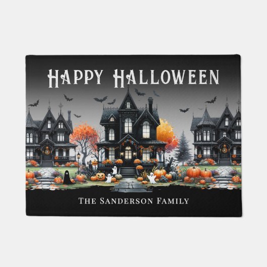 Personalisierter Name Happy Halloween Fußmatte (Vorderseite)