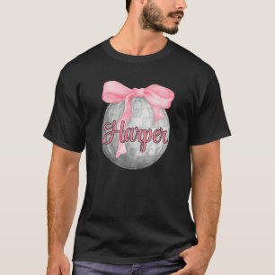 Personalisierter Name Harper Coquette Bow Pink Dis T-Shirt