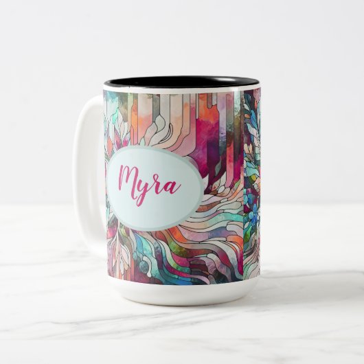 Personalisierter Name: Hartglas Abstrakt Zweifarbige Tasse (Vorderseite Links)