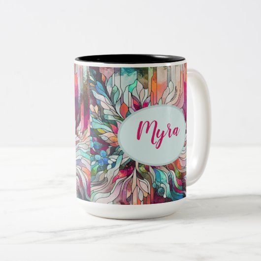 Personalisierter Name: Hartglas Abstrakt Zweifarbige Tasse (VorderseiteRechts)