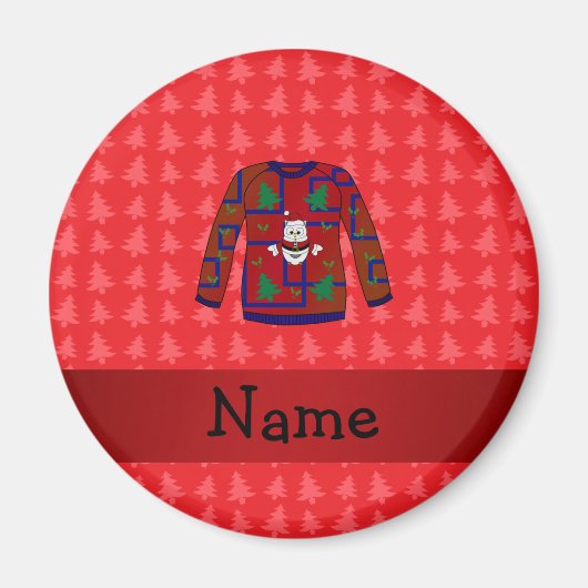 Personalisierter Name hässlich Weihnachtspulli Magnet (Vorne)