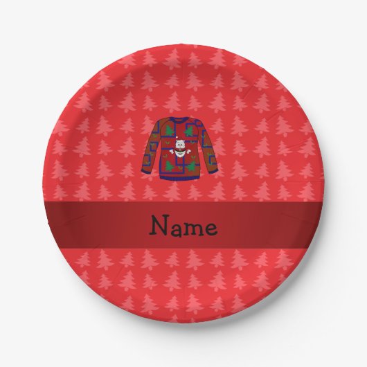 Personalisierter Name hässliche Weihnachten Pullov Pappteller (Vorderseite)