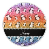 Personalisierter Name heller Regenbogen-Glitzer-Pi Keramikknauf (Vorderseite)