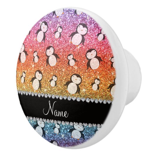 Personalisierter Name heller Regenbogen-Glitzer-Pi Keramikknauf (Rechts)