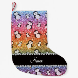 Personalisierter Name heller Regenbogen-Glitzer-Pi Kleiner Weihnachtsstrumpf