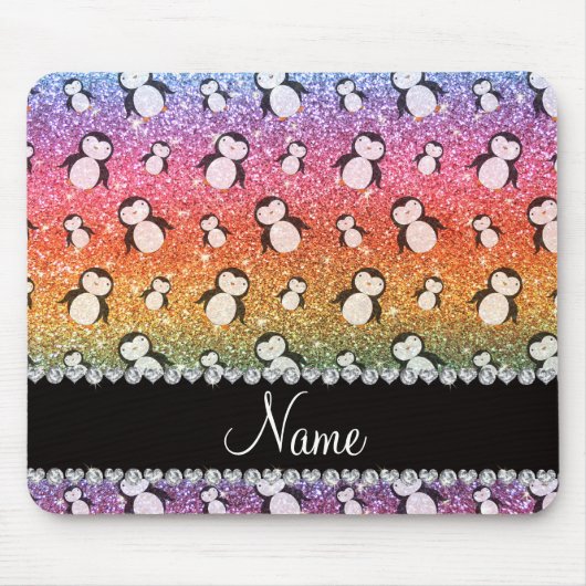 Personalisierter Name heller Regenbogen-Glitzer-Pi Mousepad (Vorne)