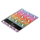 Personalisierter Name heller Regenbogen-Glitzer-Pi Notizblock (Linke Seite)