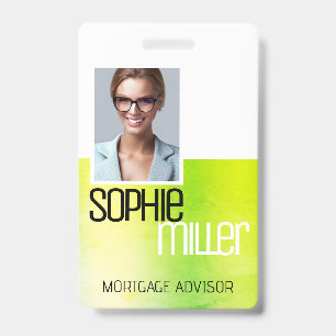 Personalisierter Name Hellgrün Wasserfarbe Stylisc Ausweis