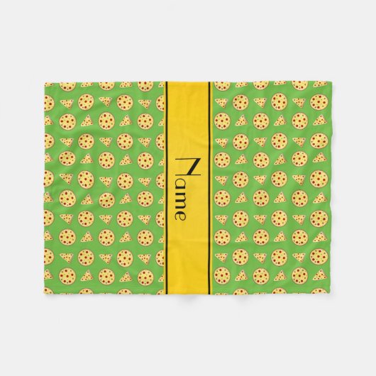 Personalisierter Name hellgrüne Pizzen Fleecedecke (Vorderseite (Horizontal))