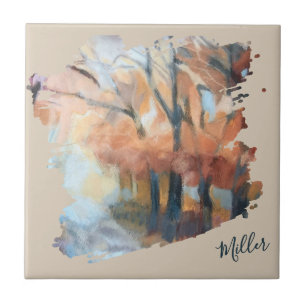 Personalisierter Name Herbst Watercolor Boho Terra Fliese