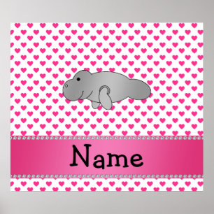 Personalisierter Name Herrenhaus rosa Herzen Polka Poster