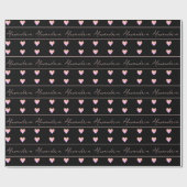 Personalisierter Name Herz Schwarz Geschenkpapier (Flach)